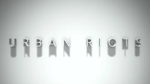 Urban riots 3D title animation with shadows on a white background Stock Footage 297795954