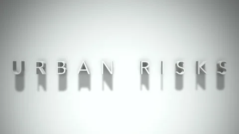 Urban Risks 3D title animation with shadows on a white background Stock Footage 296493572