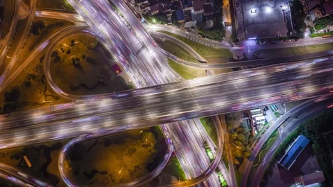 Urban road interchange and traffic in Guangzhou, China, timelapse Stock Footage 335116077
