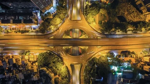 Urban road interchange and traffic in Guangzhou, China, timelapse Stock Footage 339606799