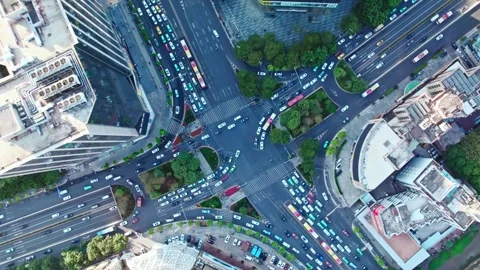 Urban road interchange and traffic in Guangzhou, China, aerial view Stock Footage 339640360