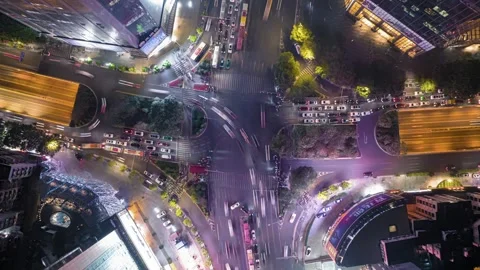 Urban road interchange and traffic in Guangzhou, China, timelapse Stock Footage 339640375