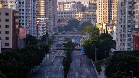 Urban road interchange and traffic in Guangzhou, China, timelapse Stock Footage 339640416