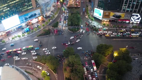 Urban road interchange and traffic in Guangzhou, China, aerial view Stock Footage 339640418