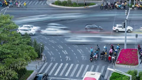 Urban road interchange and traffic in Guangzhou, China, timelapse Stock Footage 339640432