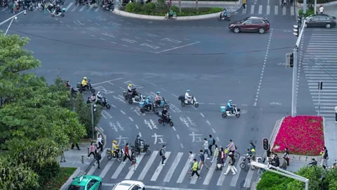 Urban road interchange and traffic in Guangzhou, China, timelapse Stock Footage 339640433