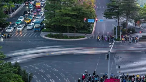 Urban road interchange and traffic in Guangzhou, China, timelapse Stock Footage 339640492