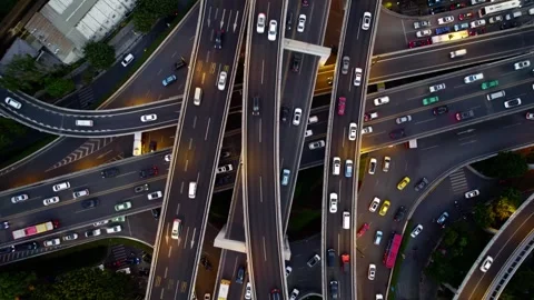 Urban road interchange and traffic in Guangzhou, China, aerial view Stock Footage 339640804