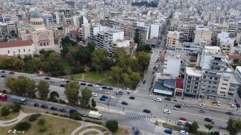 Urban Road Intersection Beside Park Stock Footage 343997445