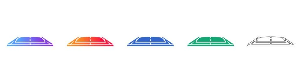 Urban Road Intersection Icon Set Stock Illustration