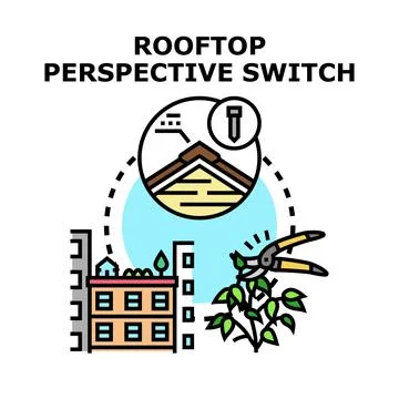 Urban rooftop garden development and property maintenance concept Stock Illustration