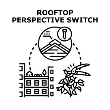 Urban rooftop garden development and property maintenance concept Stock Illustration