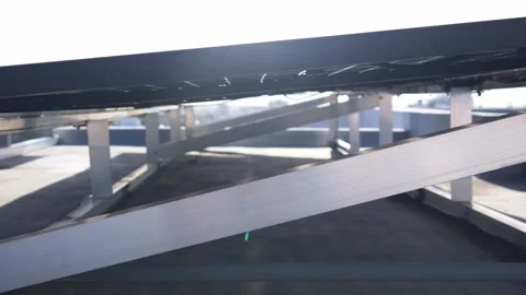 Urban Rooftop Photovoltaic Solar Array Stock-Footage 337137173