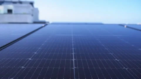 Urban Rooftop Photovoltaic Solar Array Stock-Footage 337137183