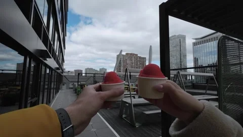 Urban Rooftop View featuring an expansive Cityscape with a Cloudy Sky overhead Stockbeeldmateriaal 291630789