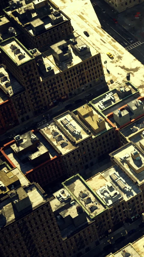 Urban rooftops create a patchwork of buildings in this city view Stock Footage 331678436