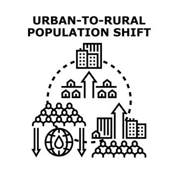 Urban to rural population shift vector icon Stock Illustration