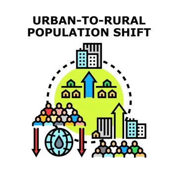 Urban to rural population shift vector icon Stock Illustration
