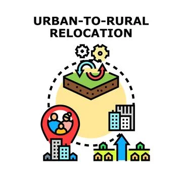 Urban to rural relocation concept changing lifestyles Stock Illustration