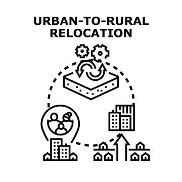 Urban to rural relocation concept changing lifestyles Stock Illustration