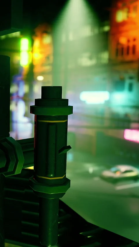 Urban scene with light effects and city details at night Stock Footage 331753827