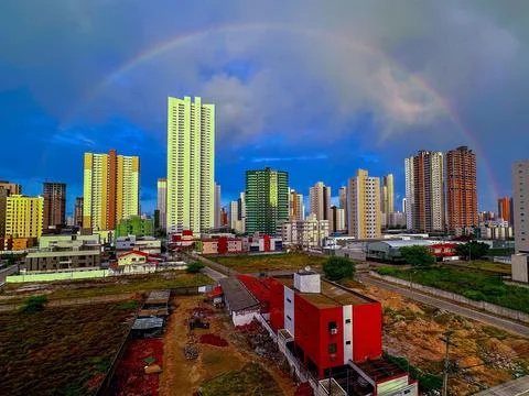 Urban Scenery with Rainbow Stock Photos