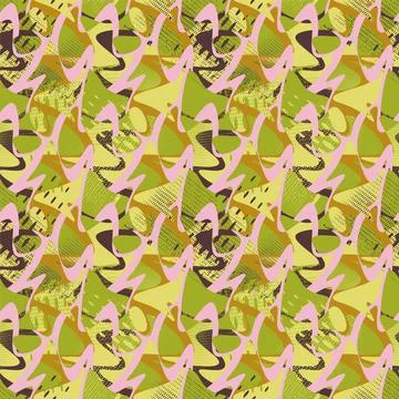 Urban seamless abstract pattern with chaotic shapes and wave elements Illustrazione stock