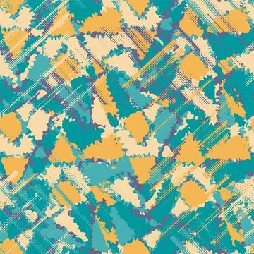 Urban seamless abstract pattern with colorful chaotic shapes and dots Stock Illustration