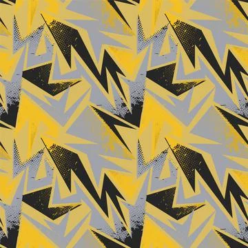 Urban seamless abstract pattern with curved geometry elements and grunge spots イラスト素材