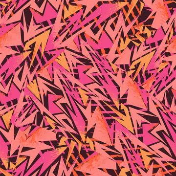 Urban seamless abstract pattern with curved geometry elements and grunge spots イラスト素材
