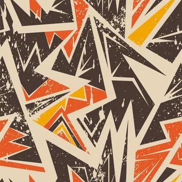 Urban seamless abstract pattern with curved geometry elements and grunge spots Illustrazione stock