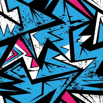 Urban seamless abstract pattern with curved geometry elements and grunge spots イラスト素材