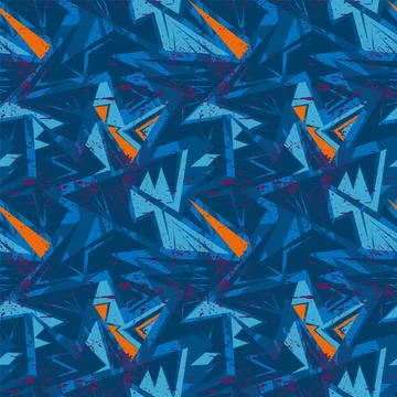 Urban seamless abstract pattern with curved geometry elements and grunge spots Stock Illustration