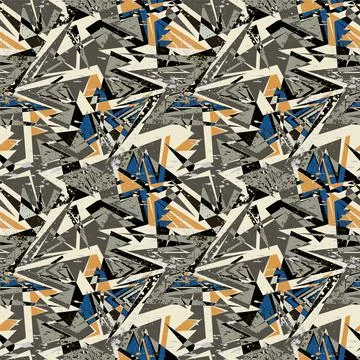 Urban seamless abstract pattern with curved geometry elements and grunge spots イラスト素材
