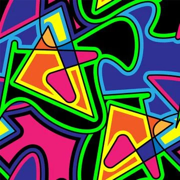 Urban seamless pattern with abstract colorful wave shapes Stock Illustration