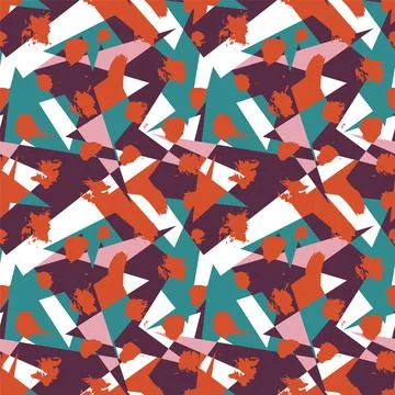 Urban seamless pattern with abstract curved geometry elements and grunge spots イラスト素材