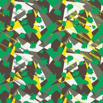Urban seamless pattern with abstract curved geometry elements and grunge spots Illustrazione stock
