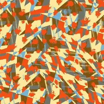 Urban seamless pattern with abstract curved geometry elements and grunge spots イラスト素材