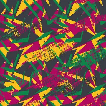 Urban seamless pattern with chaotic geometry shapes and grunge spots Stock Illustration