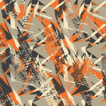 Urban seamless pattern with chaotic geometry shapes and grunge spots Stock-Illustration