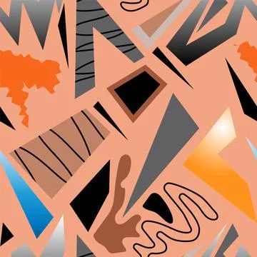 Urban seamless pattern with curved geometry elements イラスト素材