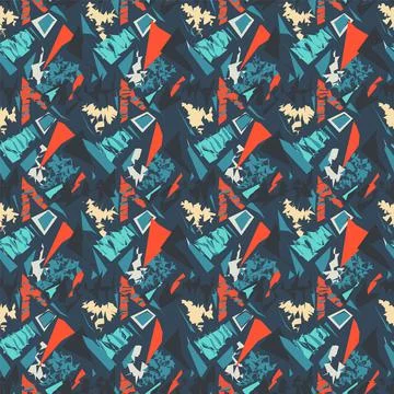 Urban seamless pattern with curved geometry elements イラスト素材