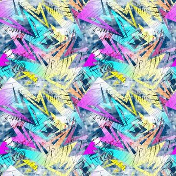 Urban seamless pattern with curved gradient elements.  Stock Illustration