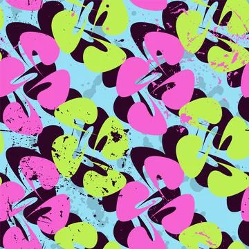 Urban seamless pattern with vector abstract flowers Illustrazione stock