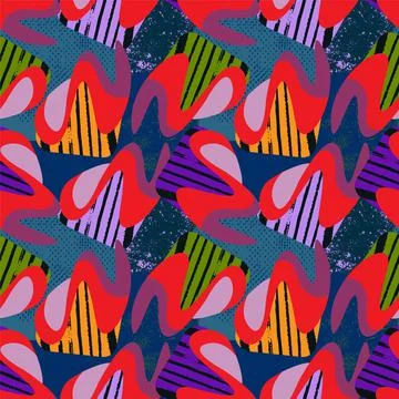 Urban seamless pattern with wave shapes, dots and grunge spots for prints, texti Illustrazione stock
