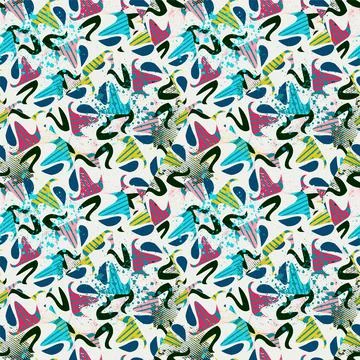 Urban seamless pattern with wave shapes, dots and grunge spots for prints, texti Illustrazione stock