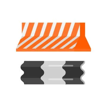 Urban security striped elements movement direction and road fence set 스톡 일러스트