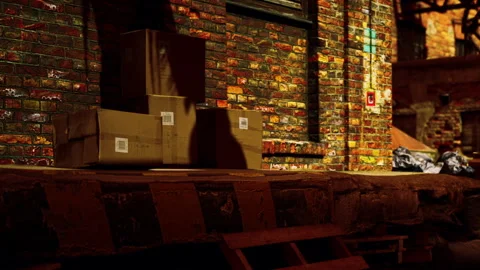 Urban setting with brick walls and cluttered space during daylight Stock-Footage 344408960