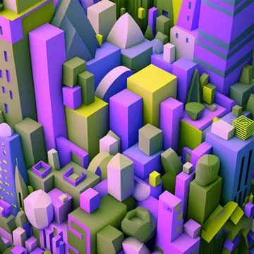 Urban shape background. Random colorful mosaic. Hyper detailed Stock Illustration