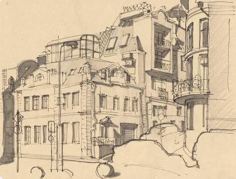 Urban sketch Stock Illustration